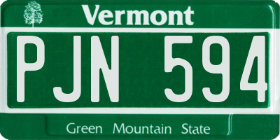 VT license plate PJN594