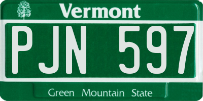 VT license plate PJN597