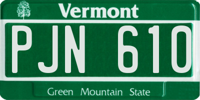 VT license plate PJN610