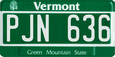 VT license plate PJN636
