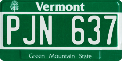 VT license plate PJN637