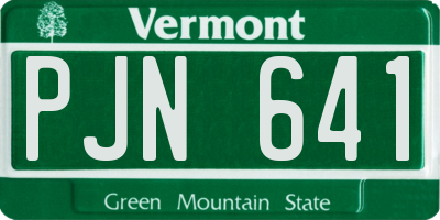 VT license plate PJN641
