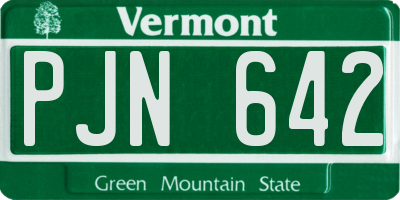 VT license plate PJN642
