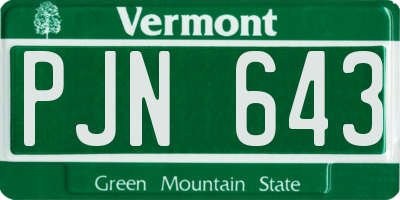 VT license plate PJN643