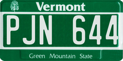 VT license plate PJN644