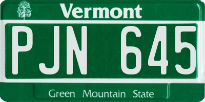 VT license plate PJN645