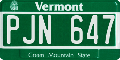 VT license plate PJN647