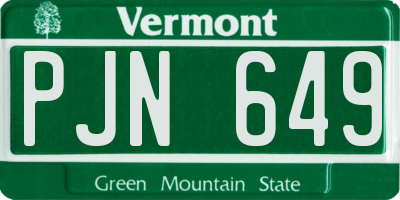 VT license plate PJN649