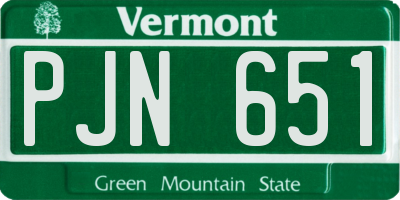 VT license plate PJN651