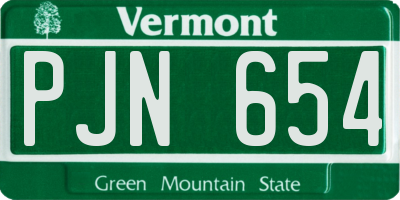 VT license plate PJN654