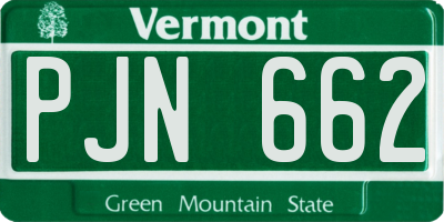 VT license plate PJN662