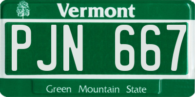 VT license plate PJN667