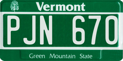 VT license plate PJN670