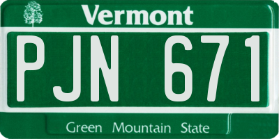 VT license plate PJN671