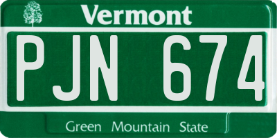 VT license plate PJN674