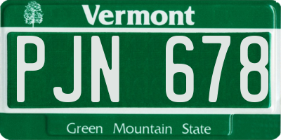 VT license plate PJN678