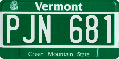 VT license plate PJN681