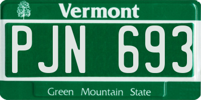 VT license plate PJN693