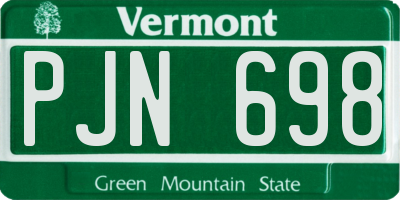 VT license plate PJN698