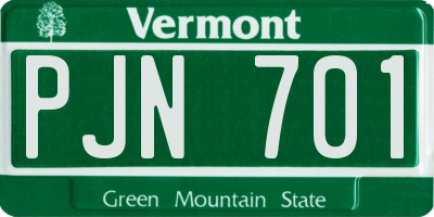 VT license plate PJN701