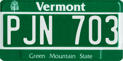 VT license plate PJN703