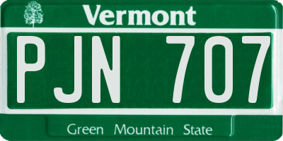 VT license plate PJN707