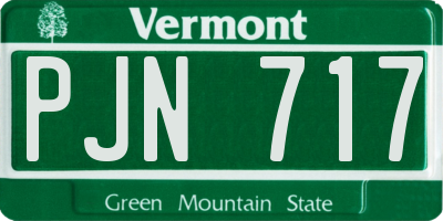 VT license plate PJN717