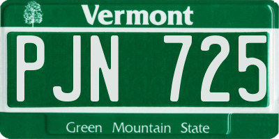 VT license plate PJN725