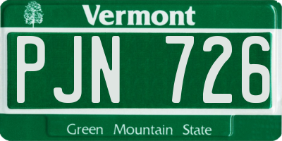 VT license plate PJN726