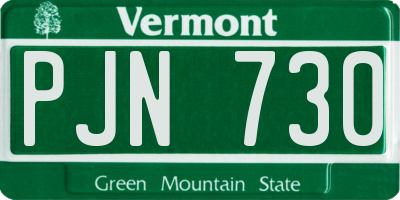 VT license plate PJN730