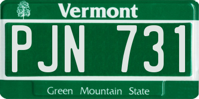 VT license plate PJN731