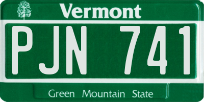VT license plate PJN741