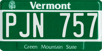 VT license plate PJN757