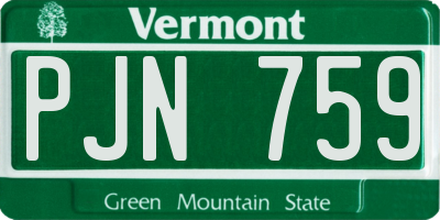 VT license plate PJN759