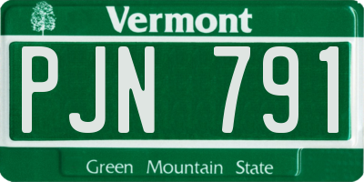VT license plate PJN791