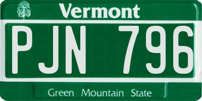 VT license plate PJN796