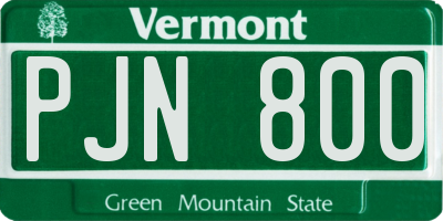 VT license plate PJN800