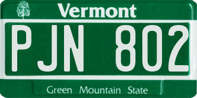 VT license plate PJN802
