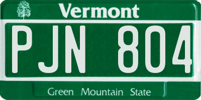 VT license plate PJN804
