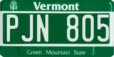 VT license plate PJN805