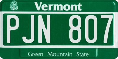 VT license plate PJN807