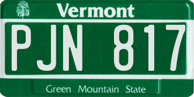 VT license plate PJN817