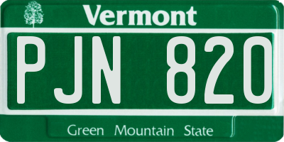 VT license plate PJN820