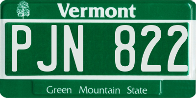 VT license plate PJN822