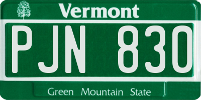 VT license plate PJN830