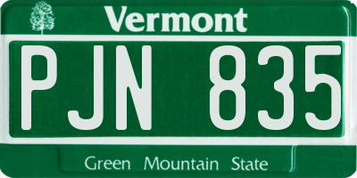 VT license plate PJN835