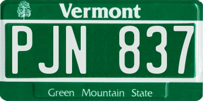VT license plate PJN837