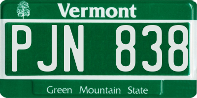 VT license plate PJN838