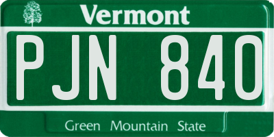 VT license plate PJN840