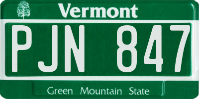 VT license plate PJN847